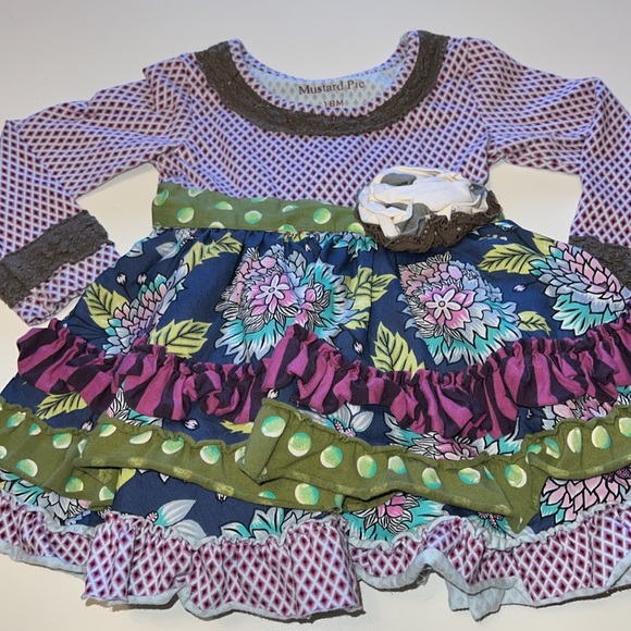 Girls 18 month Mustard Pie long sleeve dress - Picture 4 of 14